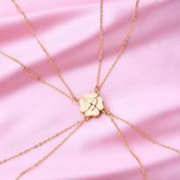 Elviragirl 4Pcs/Set Four Leaf Clover Stitching Magnet Stone Necklace for Kids Girls Fashion Friendship Gifts auksas