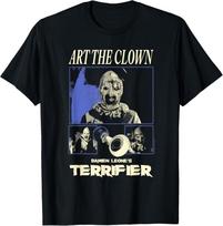 Terrifier Art the Clown Black and White Panels Horror T‑Shirt L