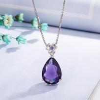 925 Sidabro 2 Karatų natūralus ametisto pakabukas Moterims Natūralus violetinis brangakmenis 45cm Karoliai Papuošalai Pakabukas vakarėlio dovanos violetinė