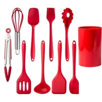 Portable Silicone Kitchen Utensils Set, 10 for and Travel one size raudona