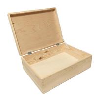 Raw Wooden Box with Lock 40x30x14 cm Tongue and Groove