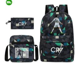 Neymar Messi Football Bag Peripheral Printing Three-Piece Set Student Bag Backpack Messenger Bag Pencil Bag Three-piece set