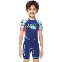 2mm Neoprene Kids Fullsuit Short Sleeve Wetsuit Snorkeling Surfing Diving Warmth UV Protection Boys Child XXL blue