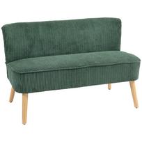 2-Seater Upholstered Sofa, Wood, Velvet-Like Polyester, Foam, 117 x 56.5 x 77 cm, Green 117 x 56.5 x 77 cm žalia