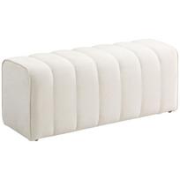 Moderni miegamojo suoliukas, minkštas suoliukas su mediniu rėmu, keliamoji galia iki 220 kg, pėdų atrama, kreminės baltos spalvos 110 x 40 x 44 cm kreminė
