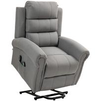 Recliner Chair with Lift Assist, 8 Massage Points, Heated Backrest, Linen Look, Light Gray 87.5 x 87 x 108 cm šviesiai pilka spalva