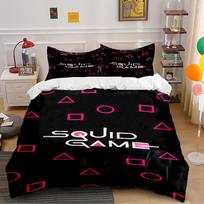 Squid Game Black Bedding Set with Shapes Bedding set (1 duvet cover, 2 pillowcases, duvet not included) 135x200cm