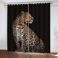 Leopard Tiger Blackout Audinys Užuolaidos Laukinių Gyvūnų Užuolaidos Svetainė Miegamojo Tropinių Augalų Langų Užuolaidos 2 Plokštės W50H130(CM)x2&Hook