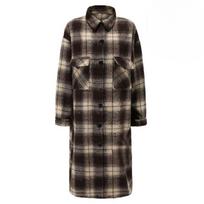 Women's Casual Plaid Coat Extended Shoulder Sleeve Pocket Shirt Jacket S