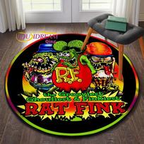 Rat Fink Rug Retro Round  Living Room Decor Mancave  Floor Mats Carpets for Bed  Chair Mat Gifts 60cm