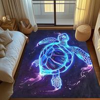 Blue Sea Turtle Area Rug for Kids Bedroom, Tropical Sea Animals Theme Carpet, Non-Slip Play Mat for Boys and Girls 50cm x 80cm