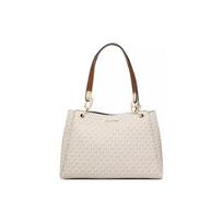 Michael Kors Logo Print PVC Tote Shoulder Bag Women Bags Vanilla-White Acorn-Brown 35H1G9TL9B-VANILLA Basic Set (Bag+Dust Bag)
