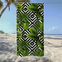 Geometric Leaf & Palm Tree & Jungle Animal Beach Towel, Soft Durable Quick-Drying, Ideal For Summer Beach, Swimming & Camping W30*H60(CM)