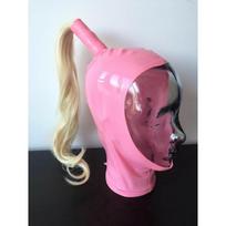 Natūralaus latekso gumos rožinė kaukė su gobtuvu Uniform Party Maskaradas Vaidmenų žaidimas L rožinė
