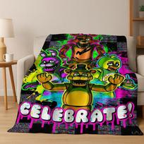 3D F-FNAF Game Cartoon Flannel Blanket Soft Warm Throw Blanket for Bed Bedroom Room Living Room Travel Camping Picnic Gift 75x90cm