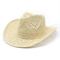 Curved Brim Straw Cowboy Hat Hand-Weave Panama Hat Summer Sun Hat  Beach Travel smėlis