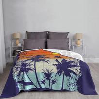 Beach Surfer Sunset Vintage Palm Tree Blanket Fashion Custom Tropical Ocean Holiday Vintage Summer Romance Surf Size: 75*100cm, Weight: 230 GSM