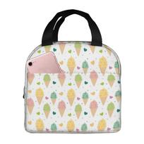 Colorful Ice Cream Cartoon Pattern Portable Lunch Boxes Waterproof Thermal Cooler Food Insulated Lunch Bag Kids School Children One Size