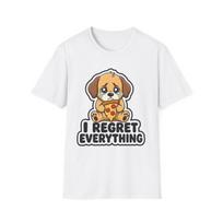 Sad Puppy Pizza T-Shirt, I Regret Everything Tee, Funny Dog Graphic Shirt, Sad Pet Aesthetic, Cute Foodie Gift XL