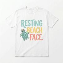 Resting Beach Face Turtle T-Shirt Funny Summer Beach Vibes Tee for Men  Women S