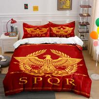 Roman Empire Emblem Eagle Crest Bedding Set for Kids Luxury Gift 3pcs Digital Print Comforter Set Soft Comfortable Breathable 135x200cm
