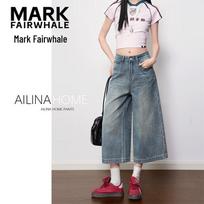 MARK FAIRWHALE Women's Wide-Leg Cropped Denim Jeans XL