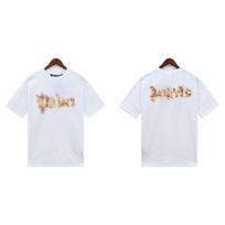 Cross-border European and American trendy brands palm angel angel flame letter logo short-sleeve T-shirts for men and women, American high street S balta