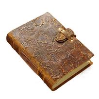 Vintage Leather Bound Journal Handmade Sketch Notebook Thick Travel Sketchbook  Gift Carve Patterns