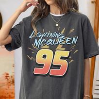 Disney Lightning McQueen 95 Shirt, Pixar Cars Racing Graphic Tee, Retro Disney Trip Gift, Cars Birthday Shirt, Piston Cup Style Family Tee L