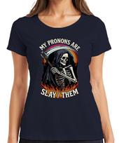 Grim Reaper Skeleton Pride My Pronons Are Slay Them Gothic Unisexs TShirt S