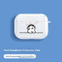 Apple AirPods Pro 2 Case [Music Puppy] Earphone Case, Wireless Bluetooth Earphone Case, Non-Slip Creative Anti-Drop Transparent Soft Shell Storage Box