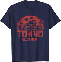 Tokyo Japan Vintage Graphic Tee Retro Mt Fuji Pagoda City Scene Men Cotton T-Shirt S