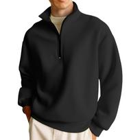 Men's Casual Long-Sleeved Collared Quarter-Zip Sweatshirt M juoda