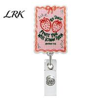 Retractable Name Tag Holder Nurse Badge Reel, Funny Glitter Acrylic with Strawberry Reel Clip, Sparkly Cute ID Card for Teachers Student Staffs Bow A