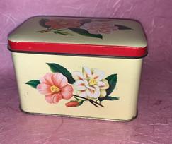 Vintage Floral English Tea Tin Container Made In England Yellow And Red M