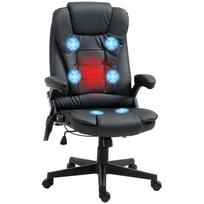 Vibrating Massage Heat Executive Home Office Chair Faux Leather Computer Swivel Recliner High Back for Adult, Black 70 x 70 x 121 cm juoda