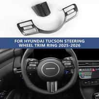 Carbon Fiber Style Steering Wheel Frame Dashboard Trim for Hyundai Tucson NX4 2025 2026 One Size juoda