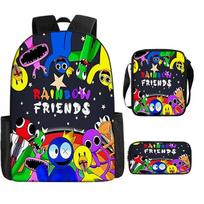 Rainbow Friends Three-Piece Set, Primary And Secondary School Students Satchel, Animation Cartoon Pencil Case, Large Capacity, Convenient Schoolbag schoolbag