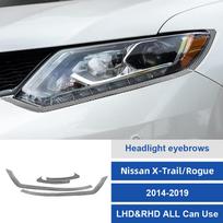 Carbon Fiber Headlight Eyebrow Trim Cover for Nissan Qashqai Rogue X-Trail 2014-2019 Paint Protective Foil One Size juoda