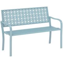Lauko suoliukas, Sodo suoliukas pagamintas iš plieno, Išpjauta atlošas, Porankiai, 2 žmonėms, Mėlynas 127 x 63 x 85 cm mėlyna