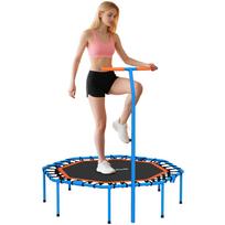 Fitness Trampoline, Workout Trampoline with Adjustable Handle, Stable and Quiet, for Indoor Use, Steel, Blue 128 x 120 x 126 cm