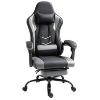 Ergonomic Gaming Chair Office Chair Desk Chair, Swivel Chair Height-Adjustable, Adjustable Lumbar Cushion with Footrest Black 62x52x128 cm 62 x 52 x 128 cm