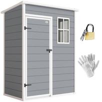 Plastikinis sodo namelis, 1,14 m², 151 x 92 x 193 cm, Sandėliavimo namelis su vienšlaičiu stogu, Grindys, Langas, Pilkas 151 x 92 x 193 cm pilka