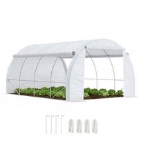 Tunnel Greenhouse, Walk-In, Roll-Up Walls, Zippered Door, Galvanized Steel Frame, 4 x 3 x 2 m, White 397 x 300 x 200 cm balta