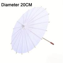 Long-handle DIY for Baby Shower Painting Supplies Dance Prop Photography Prop Paper Umbrella 20CM-white