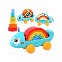 Vaivorykštinis chameleonas Montessori piramidės dėlionė ZA4532
