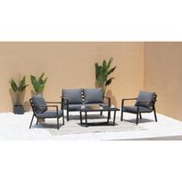 Aliuminio sodo baldai Sofa + du foteliai + stalas, tamsiai pilka