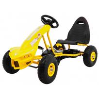 "Champion" pedalinis kartingas vaikams 3+ Geltonas + Pripučiamos padangos + Reguliuojama sėdynė + Rankinis stabdis