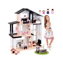 Medinis lėlių namelis LOFT stiliumi + lėlių baldai ZA5073