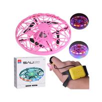 Skraidantis diskinis dronas su LED šviesa, valdomas ranka RC0653, Pink